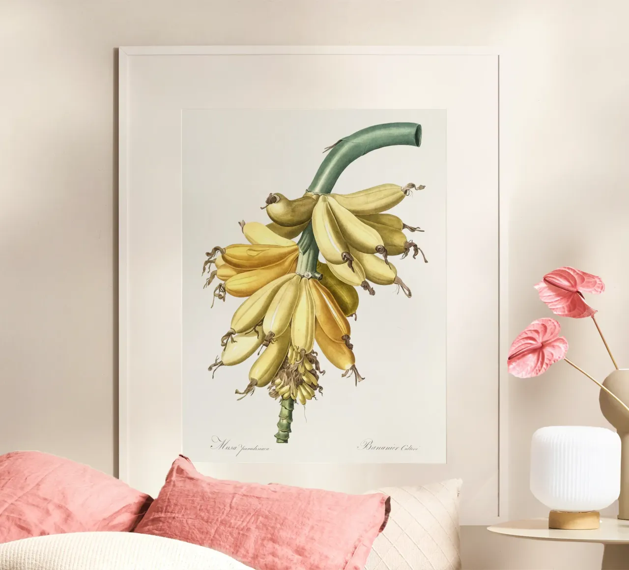 banana illustration poster con telaio in plastica da vintageshop