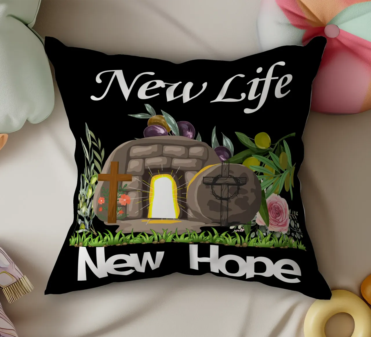 Nuova Vita Nuova Speranza Potenziata dalla Resurrezione di Cristo Rinnovata cuscino da Lionandlamb
