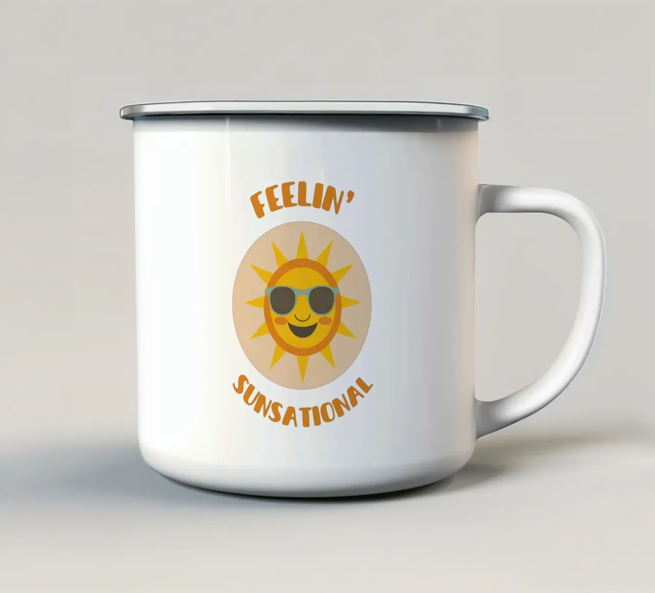 Feeling sunsational - cute & funny pun for sunny days tazza in smalto da Punderful Day