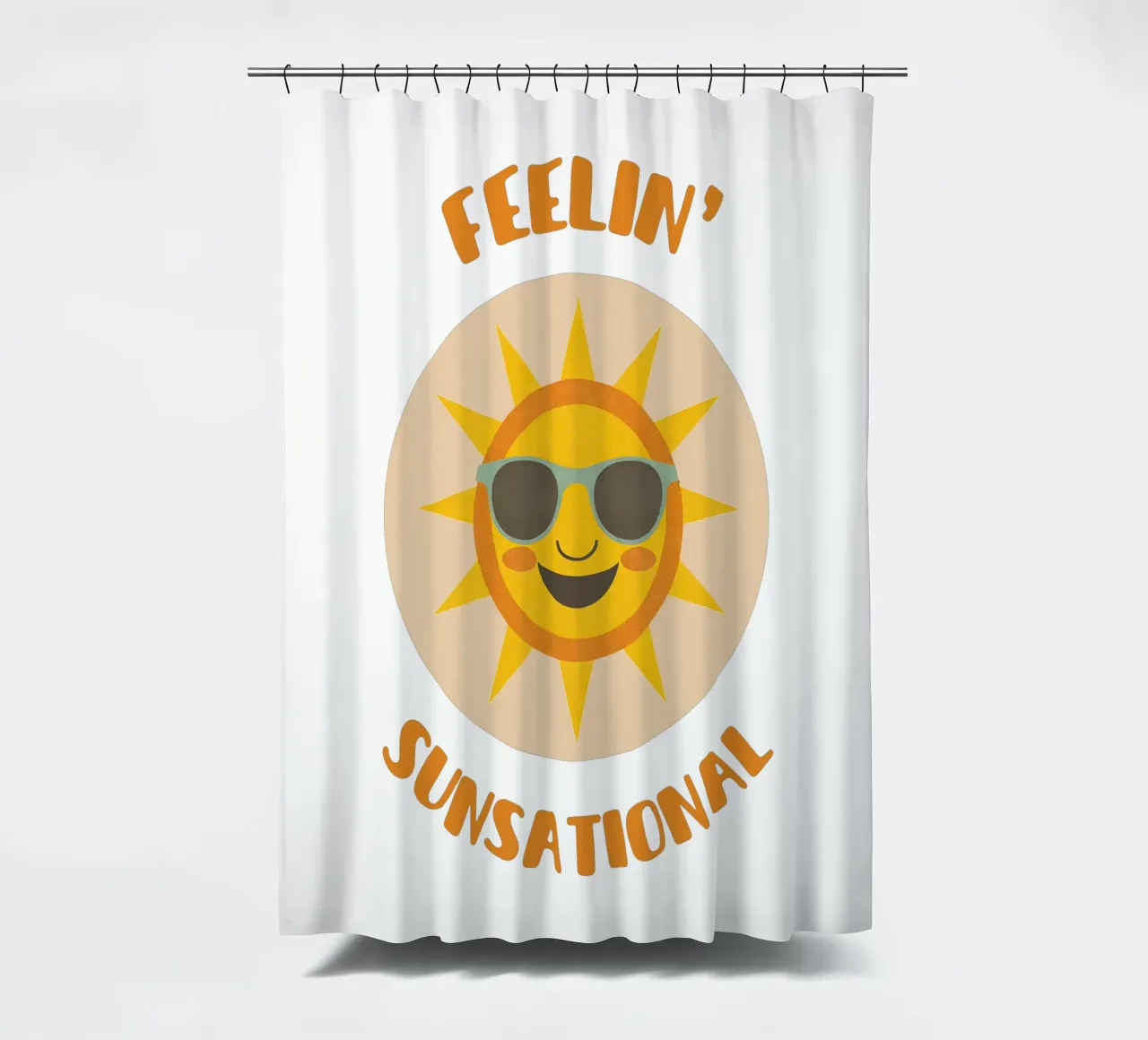 Feeling sunsational - cute & funny pun for sunny days shower curtain by Punderful Day