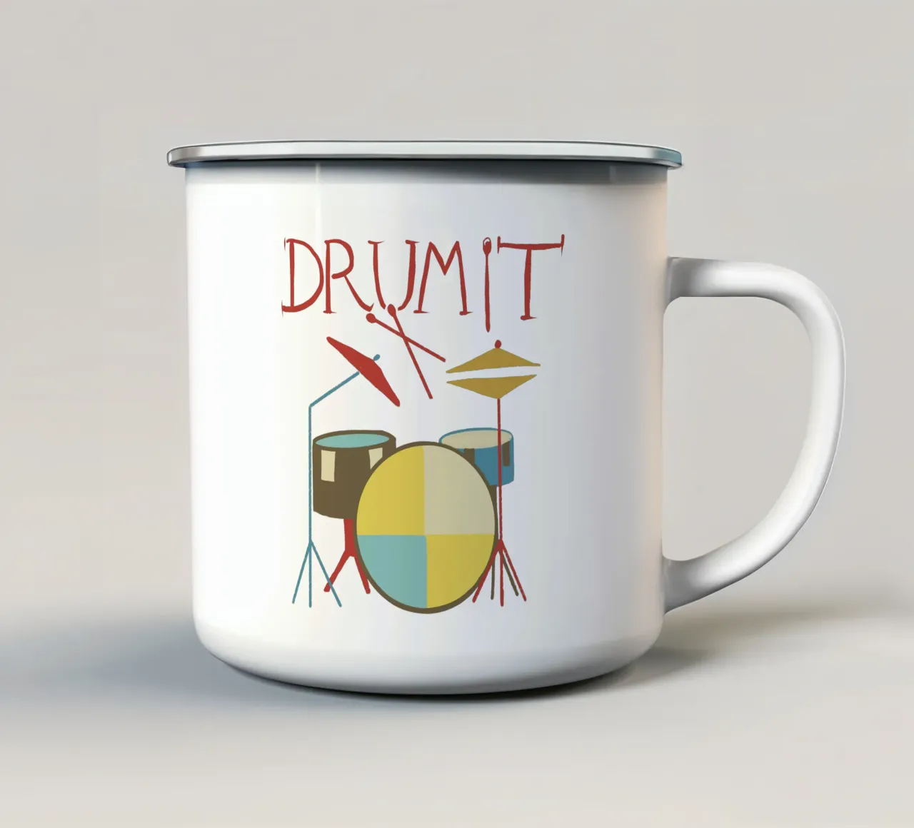 Drum it- minimalistisches Schlagzeug Design tazza in smalto da Christiane Luz Creativum