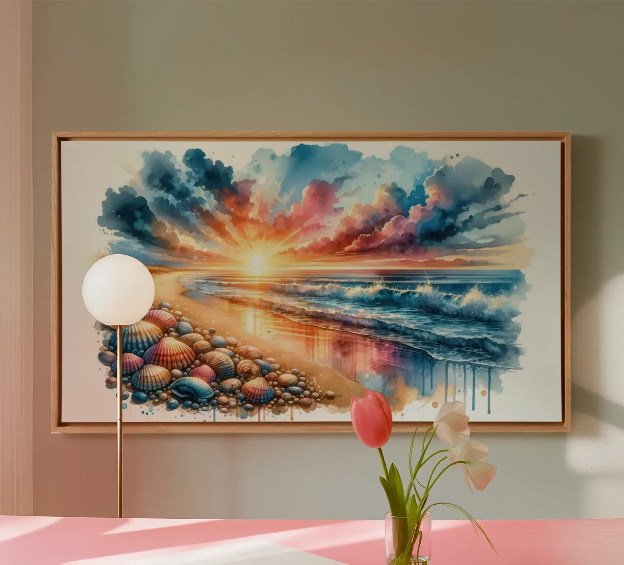 Crepuscolo dell'oceano tela con Cornice a cassetta da Chromatic Fusion Studio