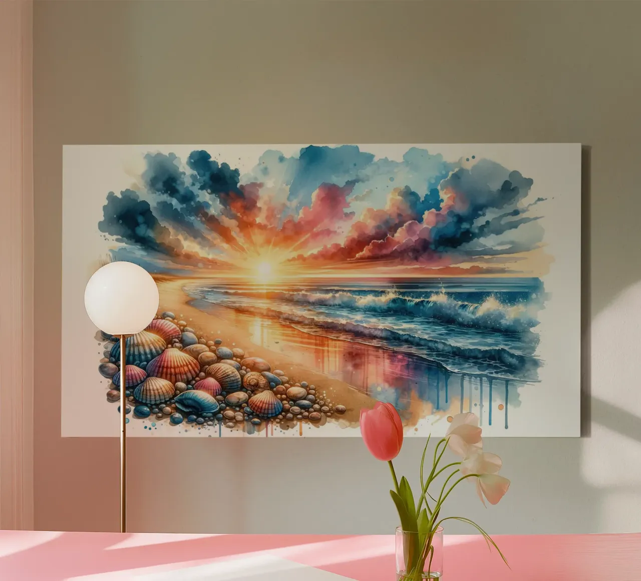Crepuscolo dell'oceano tela con Cornice a cassetta da Chromatic Fusion Studio