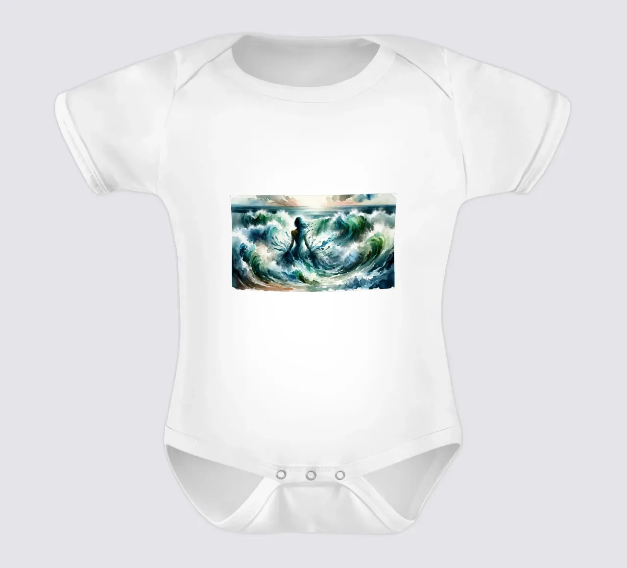 Die Umarmung des Ozeans entfaltet sich Kurzarm Babybody von Chromatic Fusion Studio