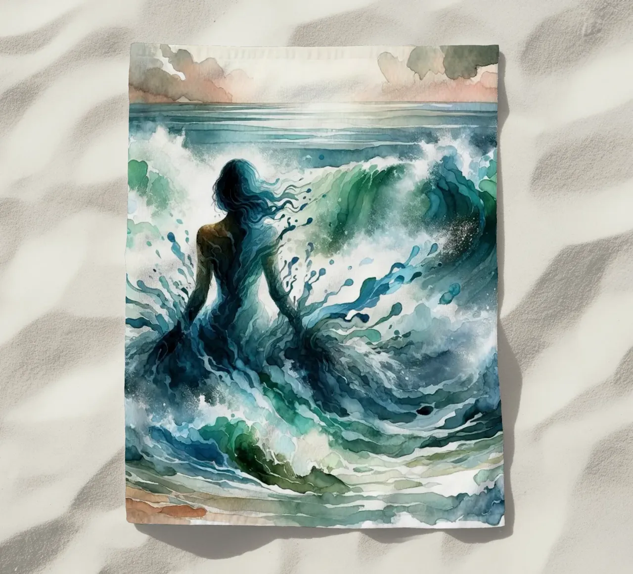L'abbraccio dell'oceano che si dispiega telo mare da Chromatic Fusion Studio