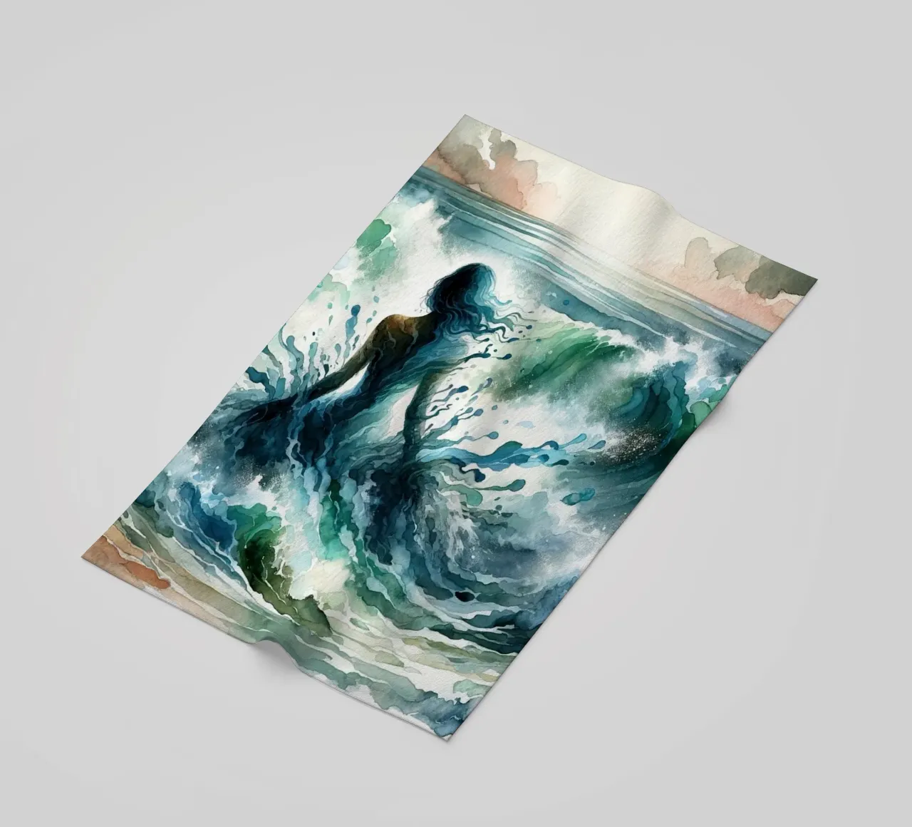 L'abbraccio dell'oceano che si dispiega telo mare da Chromatic Fusion Studio