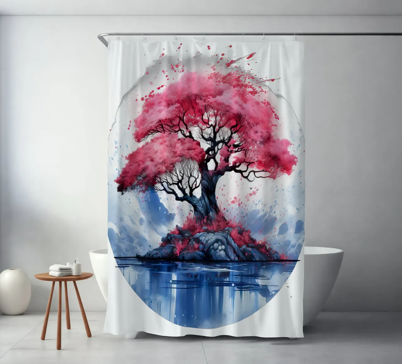 Bunter Baum des Lebens Duschvorhang von Spiritual Touch