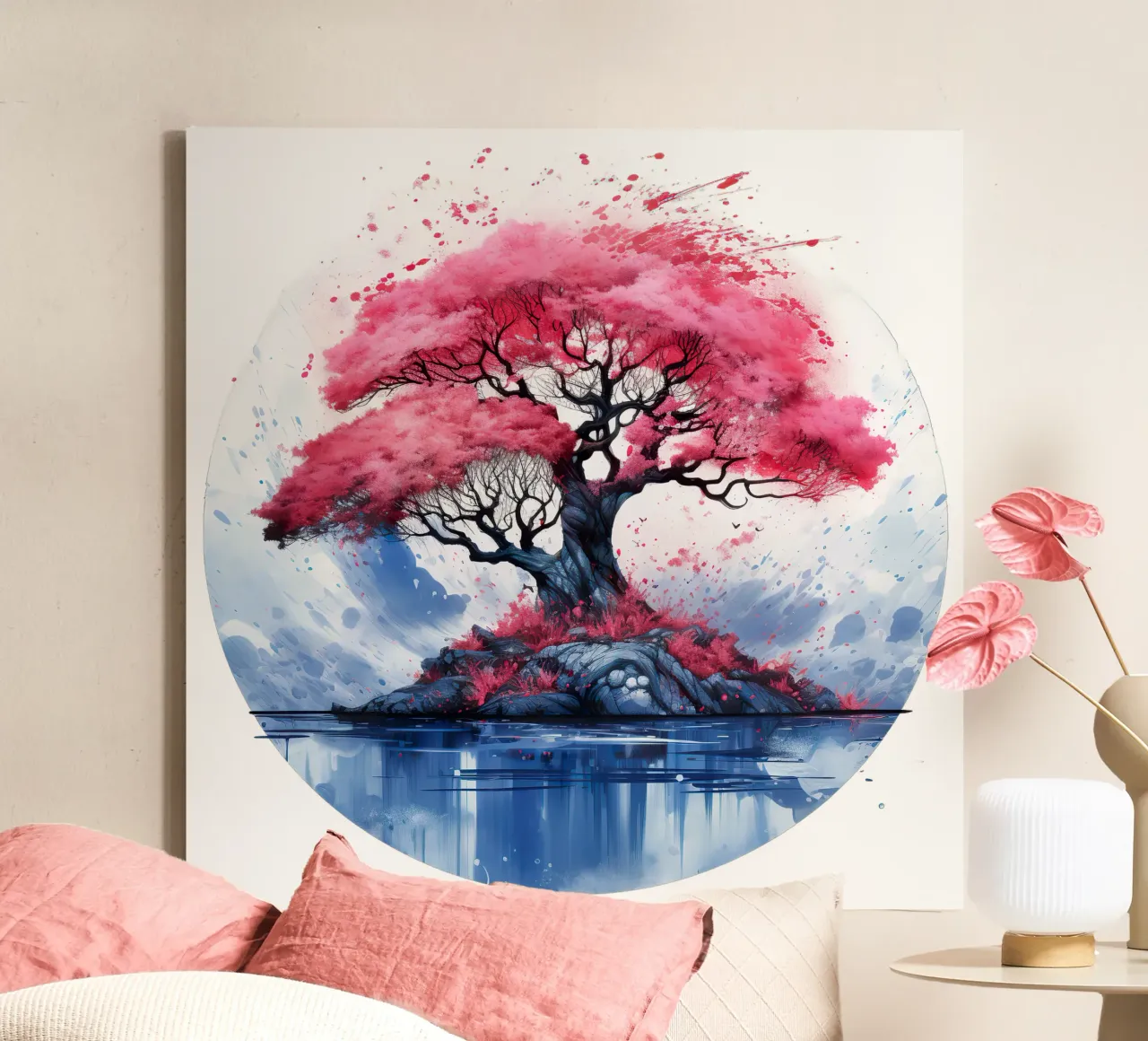 Albero della vita colorato tela con Cornice a cassetta da Spiritual Touch