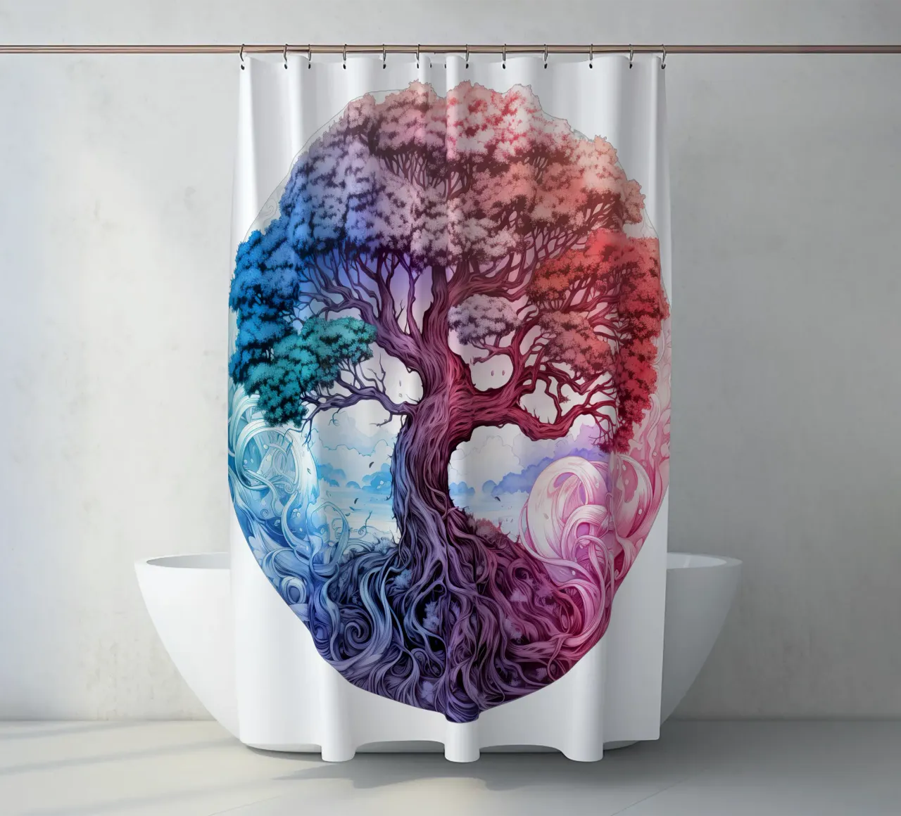 Bunter Baum des Lebens Duschvorhang von Spiritual Touch