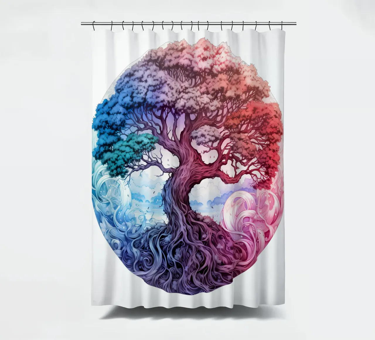 Bunter Baum des Lebens Duschvorhang von Spiritual Touch