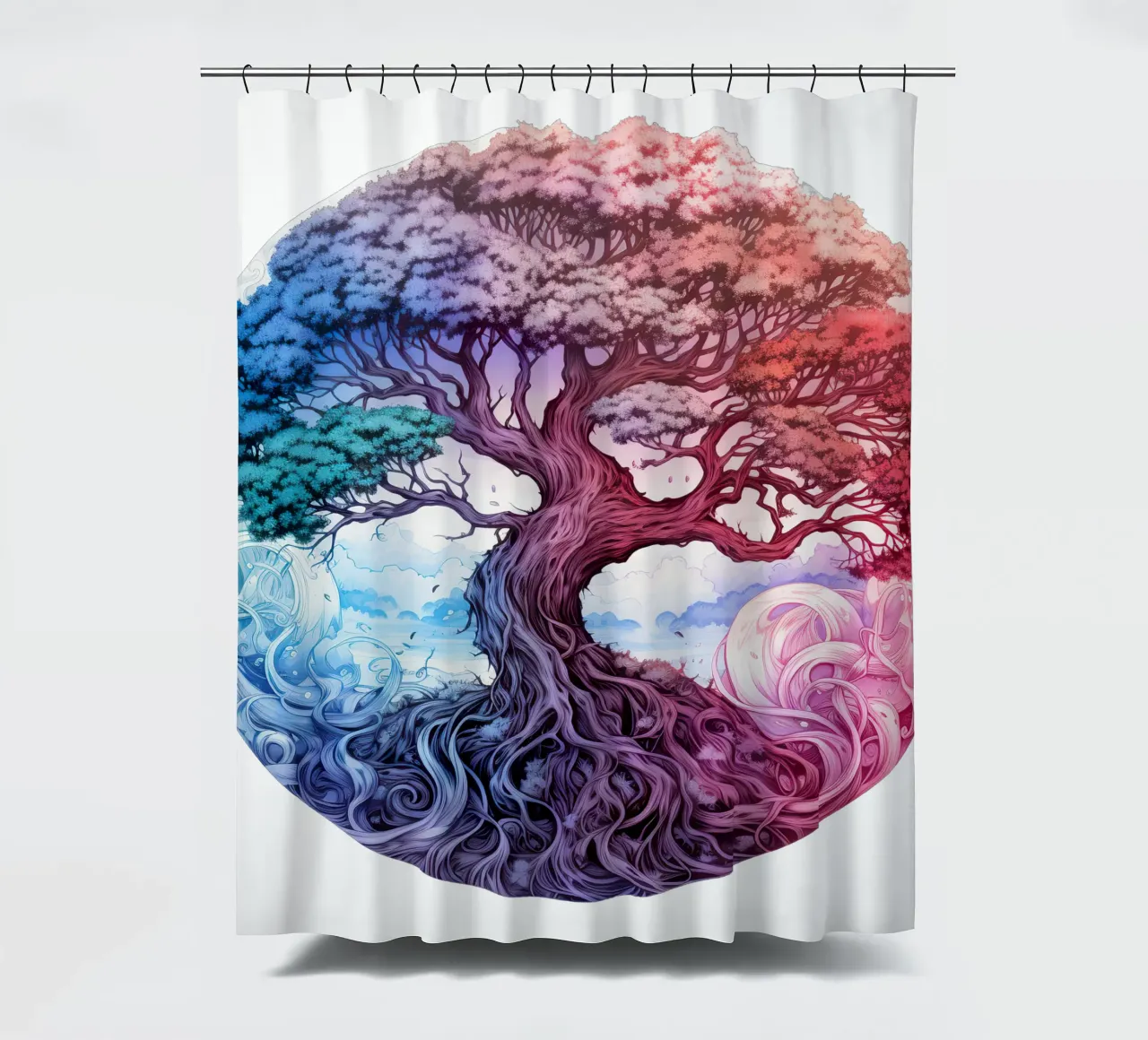 Bunter Baum des Lebens Duschvorhang von Spiritual Touch
