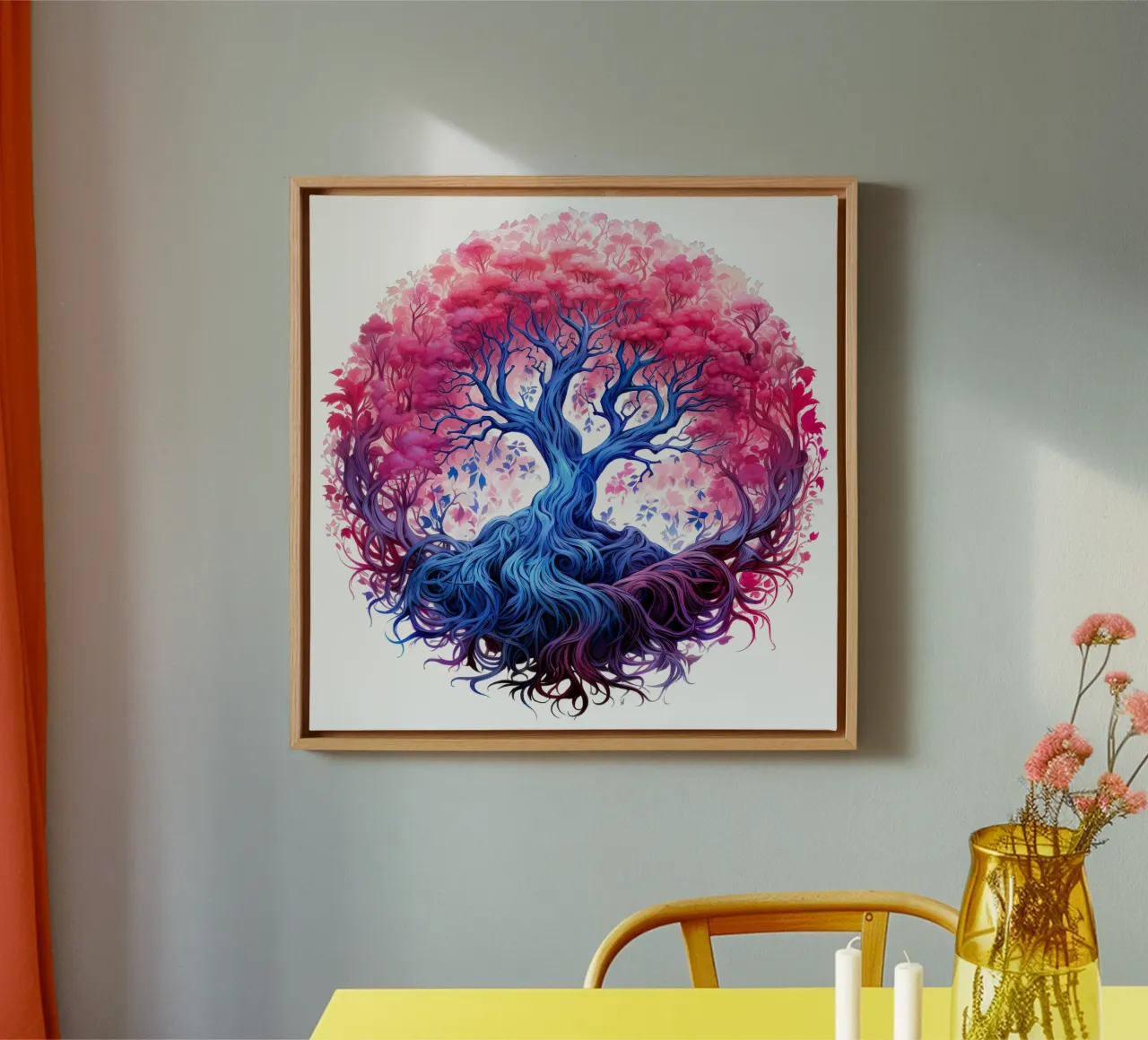 Albero della vita colorato tela con Cornice a cassetta da Spiritual Touch