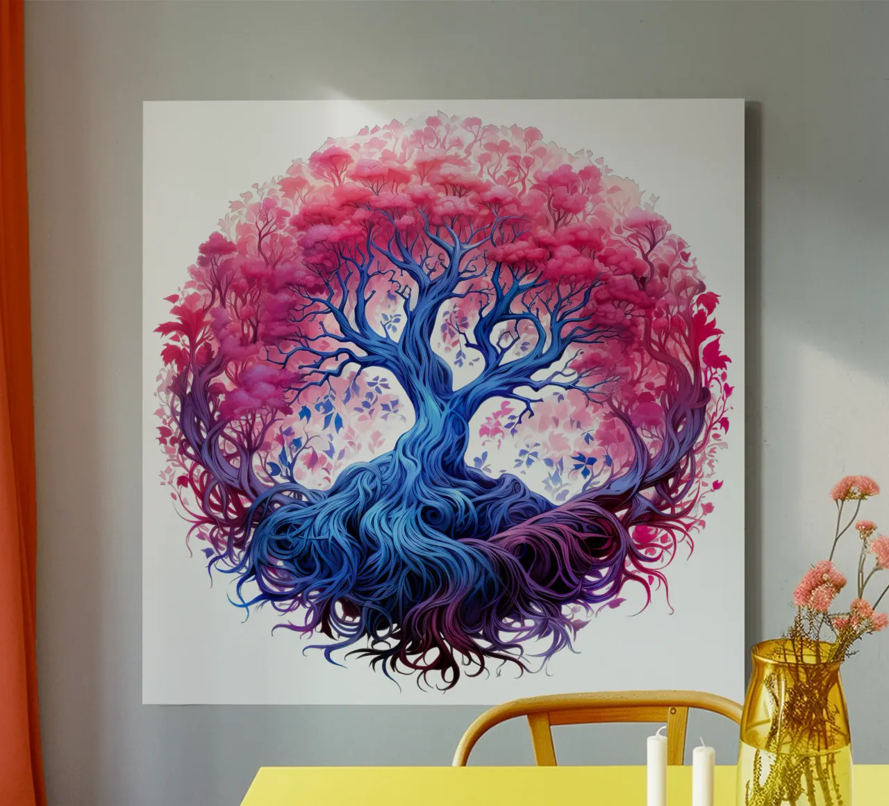 Albero della vita colorato tela con Cornice a cassetta da Spiritual Touch