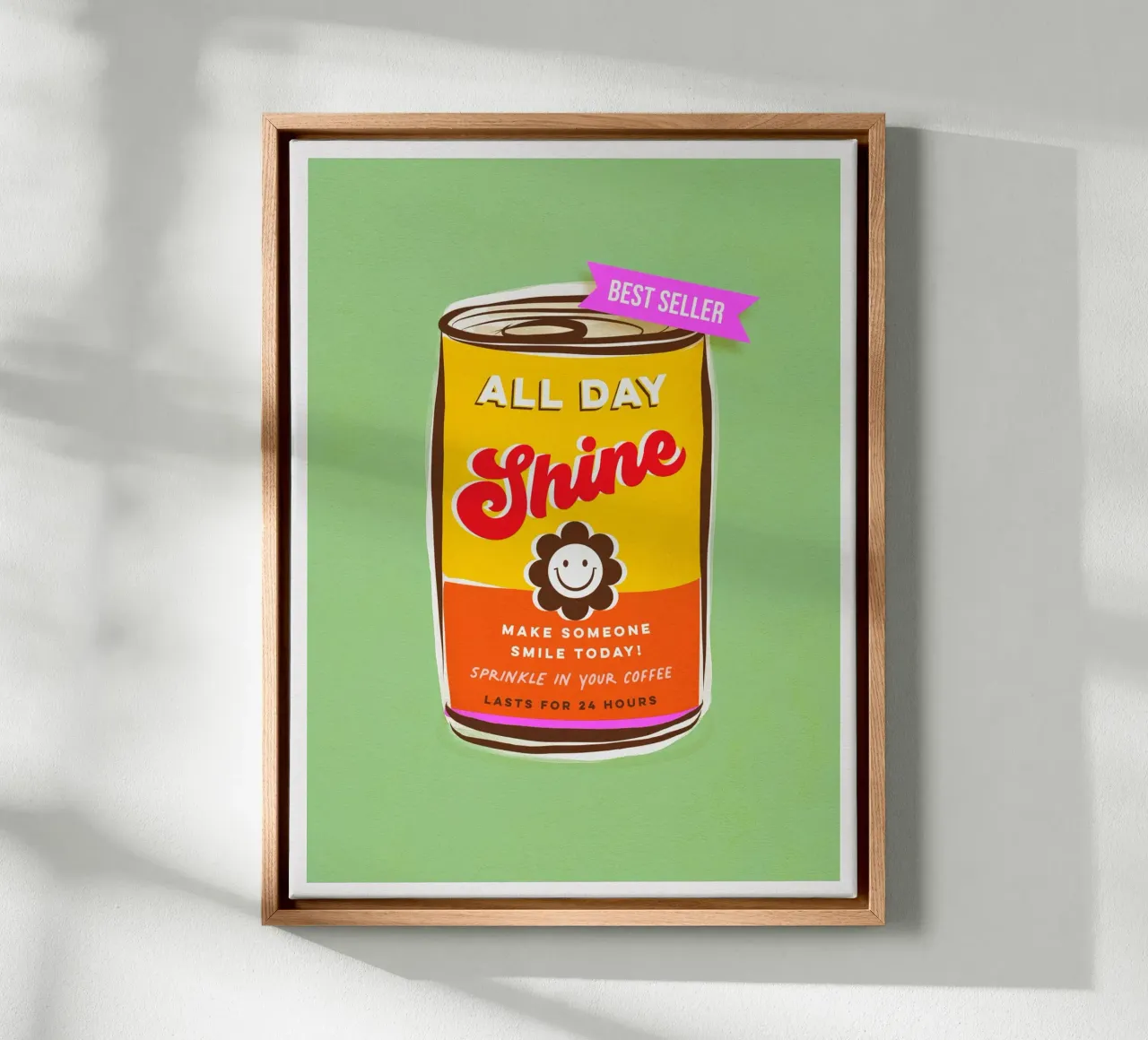 All day Shine - Fai sorridere qualcuno oggi 'can art' tela con Cornice a cassetta da Dominique Vari Words
