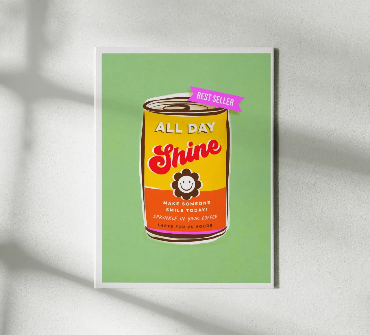 All day Shine - Fai sorridere qualcuno oggi 'can art' tela con Cornice a cassetta da Dominique Vari Words