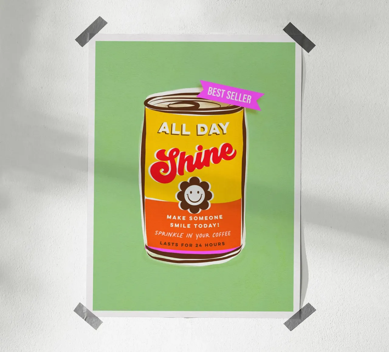 Todo el día Shine - Haz sonreír a alguien hoy 'can art poster con marco de plástico de Dominique Vari Words
