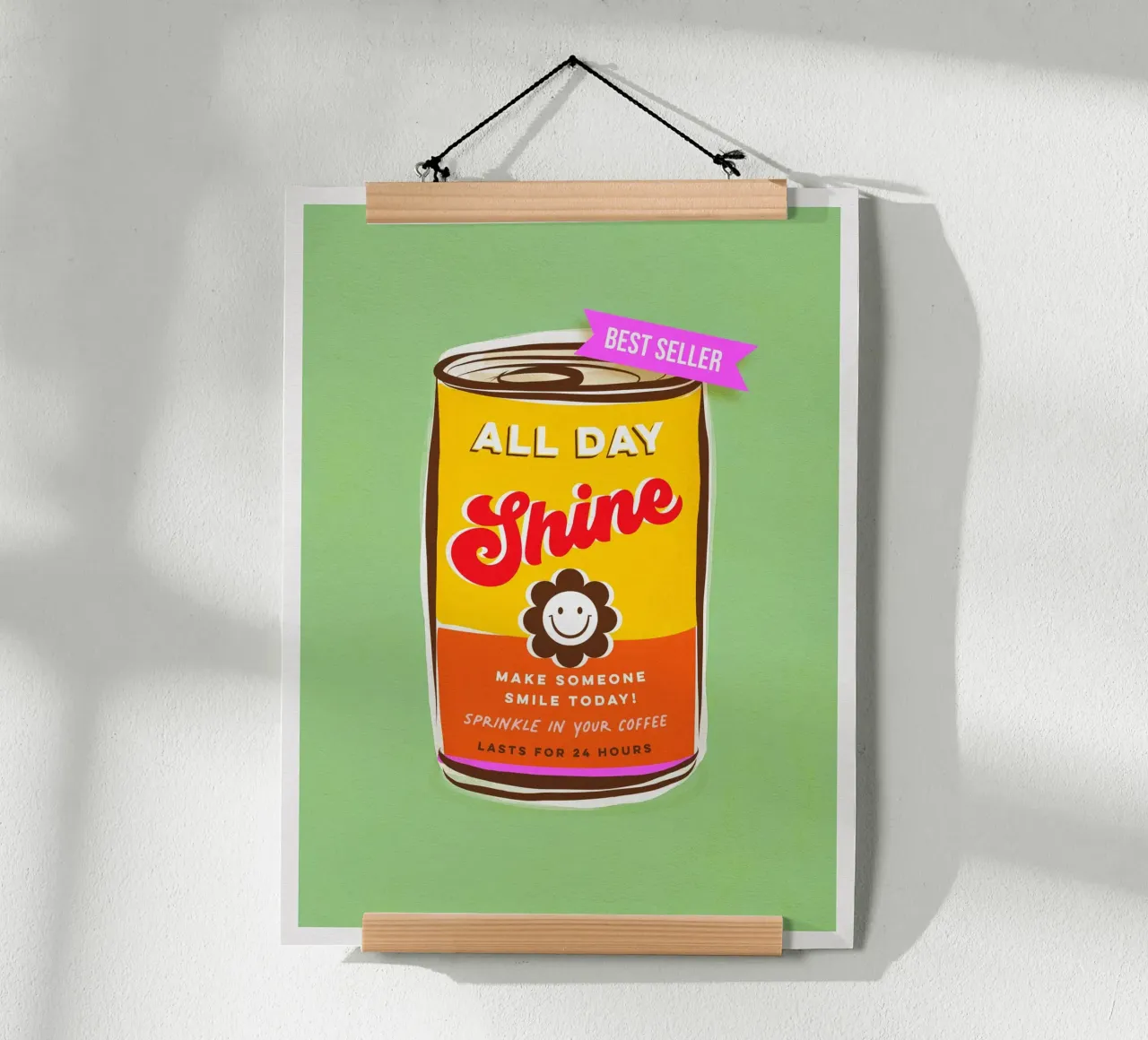 Todo el día Shine - Haz sonreír a alguien hoy 'can art poster con marco de plástico de Dominique Vari Words