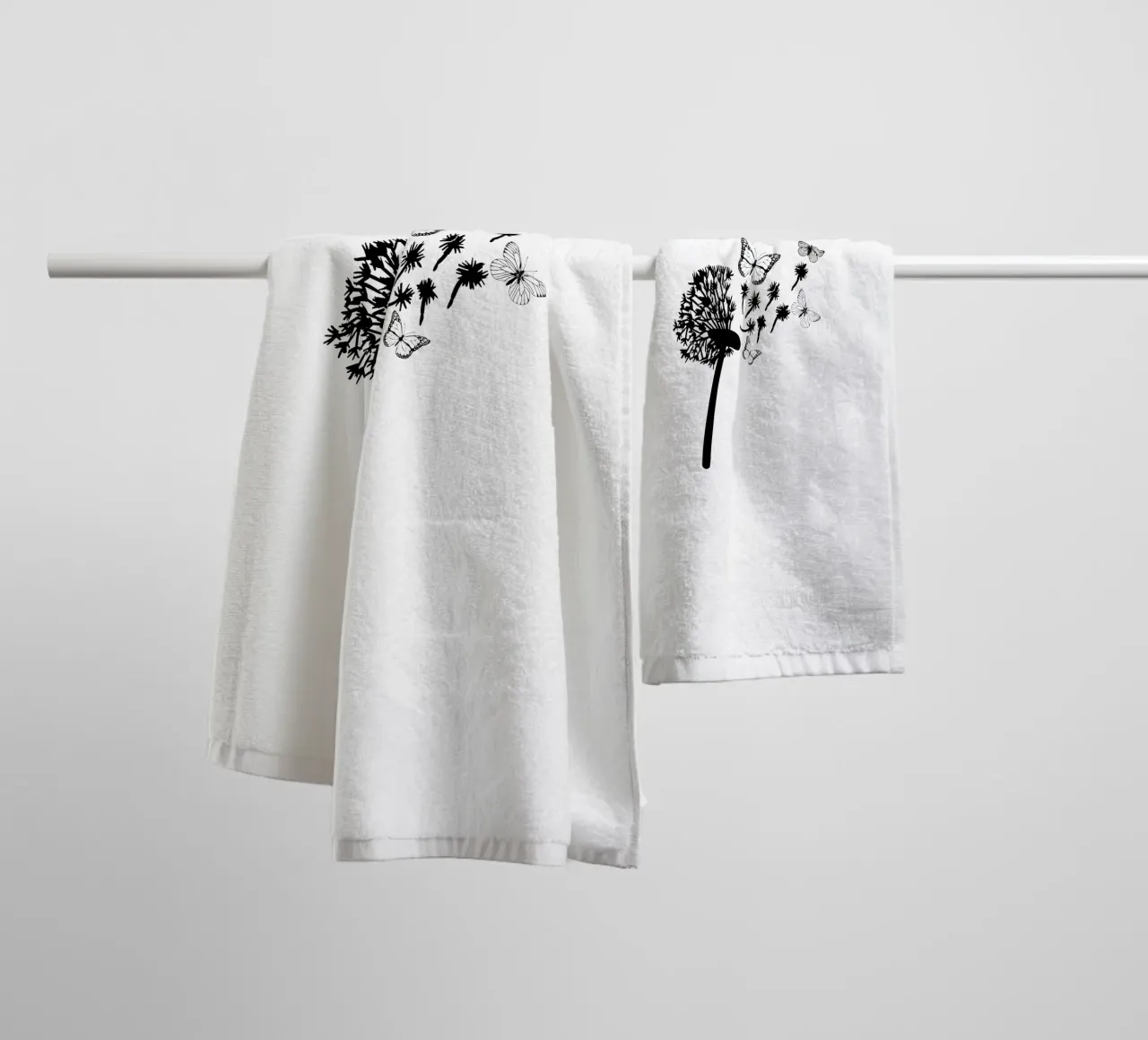 Dandelion with butterflies towel by ArtDesign by KBK