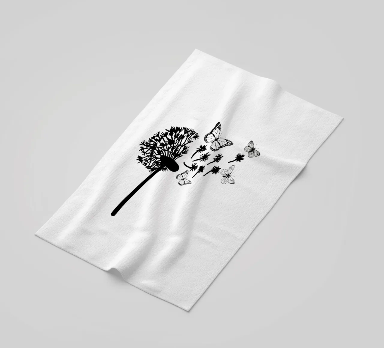 Dandelion with butterflies beach towel by ArtDesign by KBK
