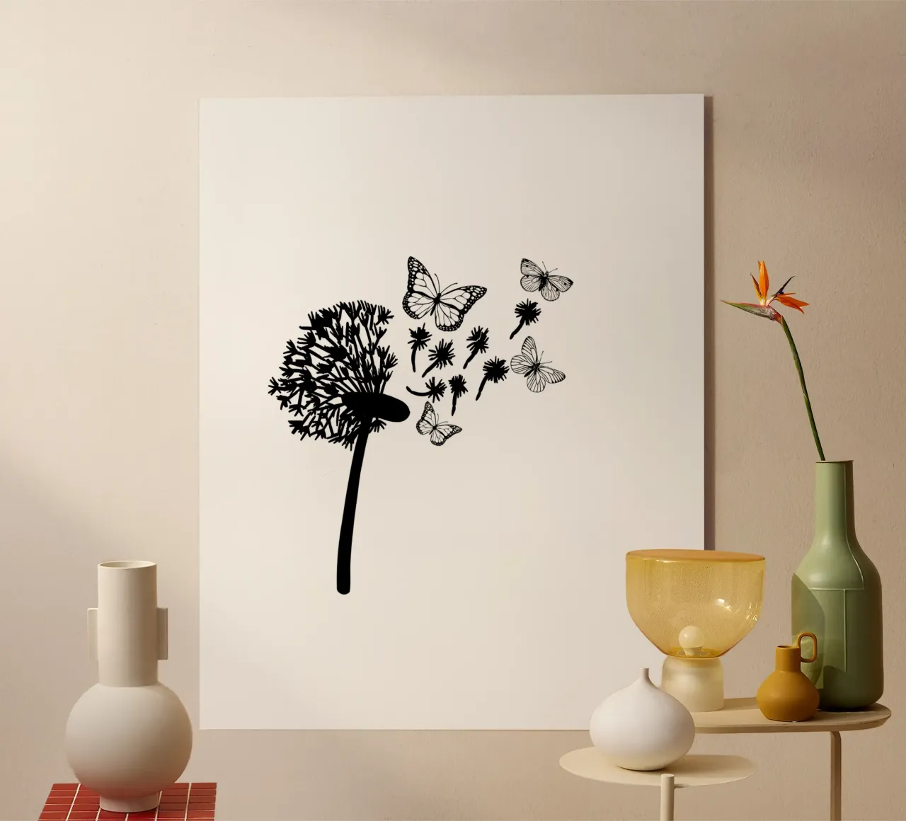 Dandelion with butterflies acrylic glass by ArtDesign by KBK