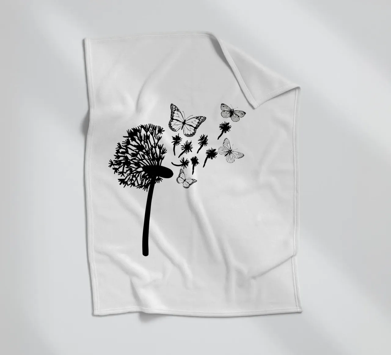 Dandelion with butterflies fleece blanket by ArtDesign by KBK