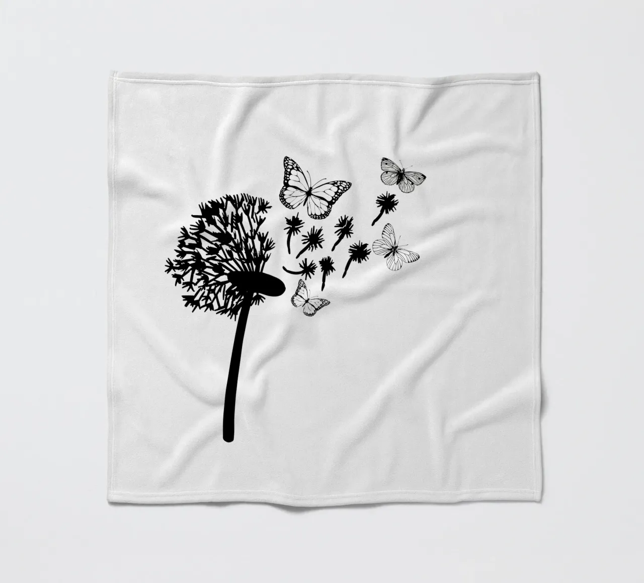 Dandelion with butterflies fleece blanket by ArtDesign by KBK