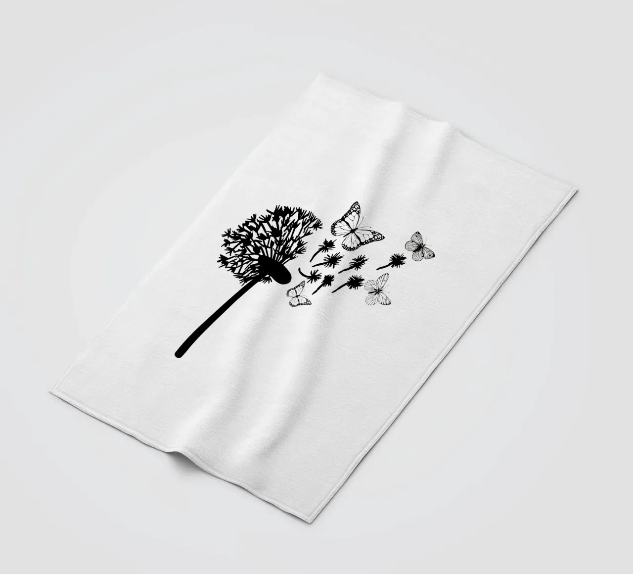 Dandelion with butterflies fleece blanket by ArtDesign by KBK