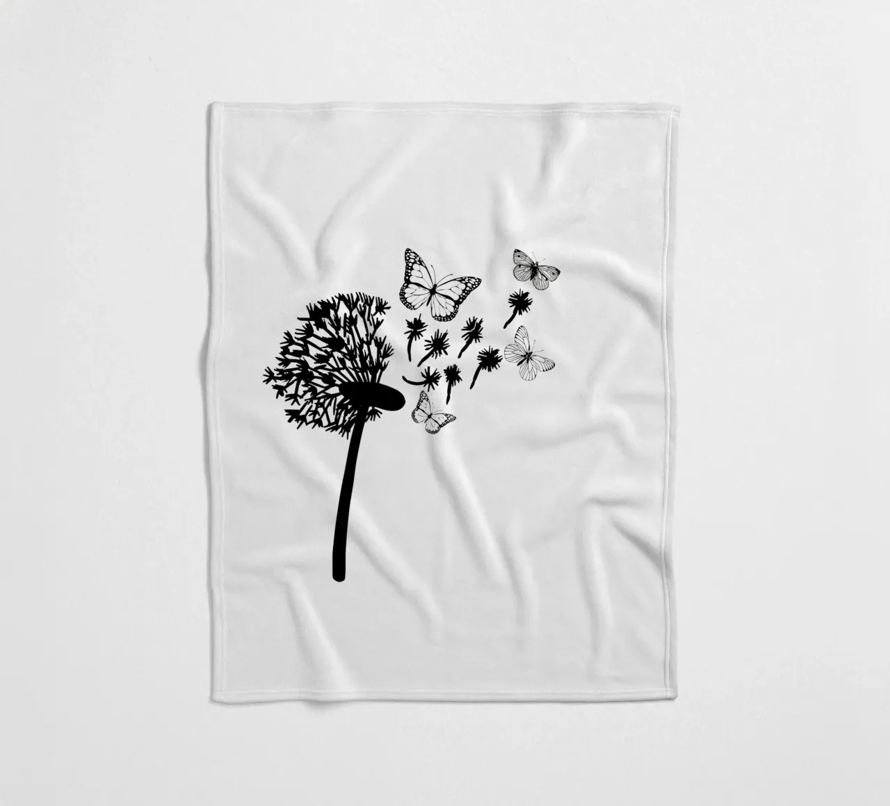 Dandelion with butterflies fleece blanket by ArtDesign by KBK