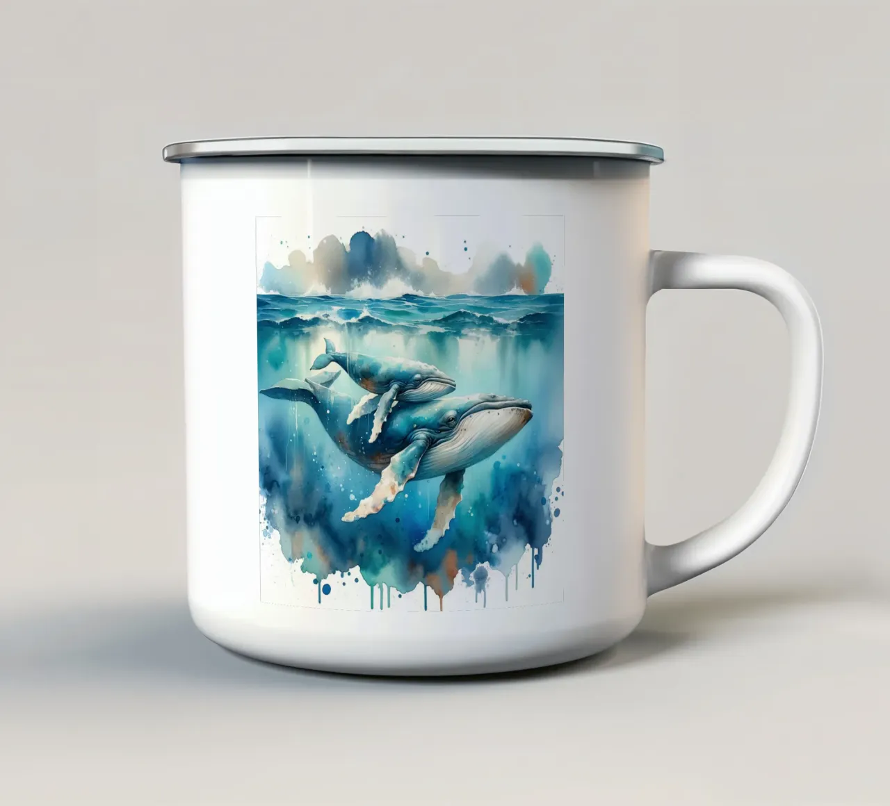 L'abbraccio gentile dell'oceano tazza in smalto da Chromatic Fusion Studio
