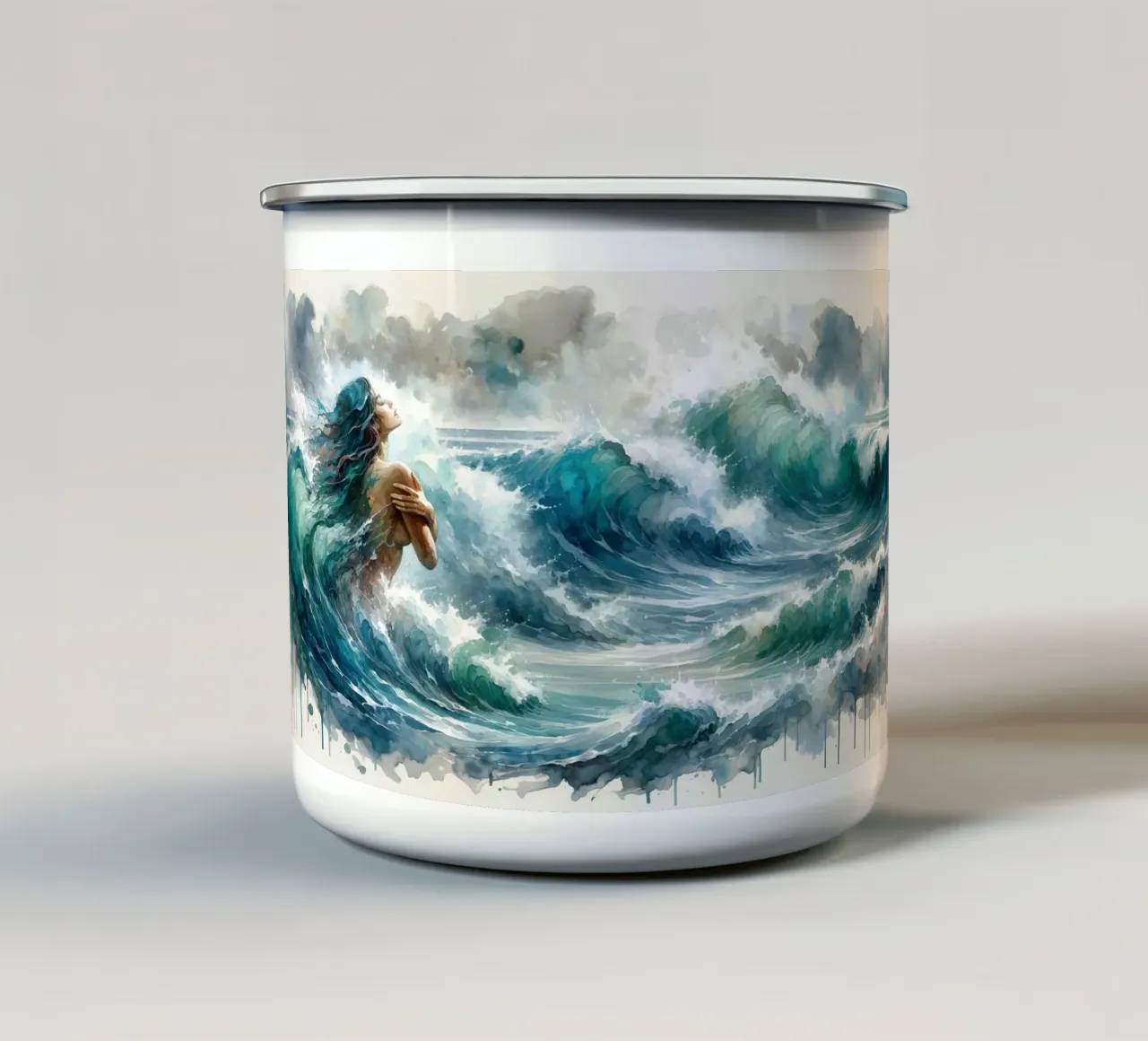 La sinfonia del mare che avvolge tazza in smalto da Chromatic Fusion Studio