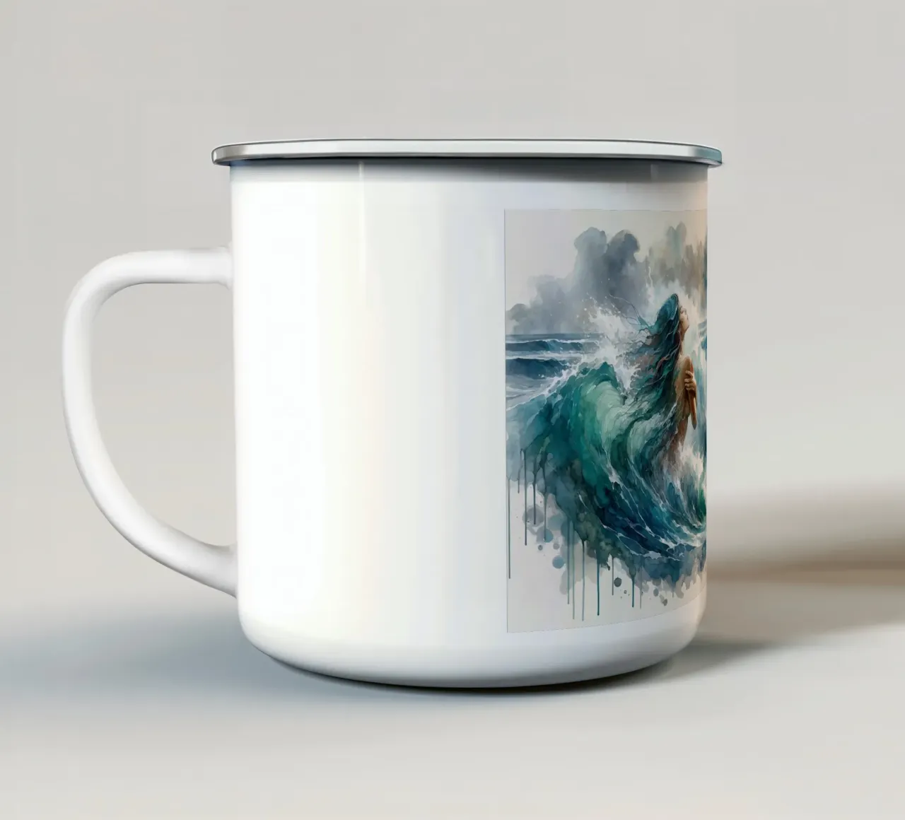 La sinfonia del mare che avvolge tazza in smalto da Chromatic Fusion Studio