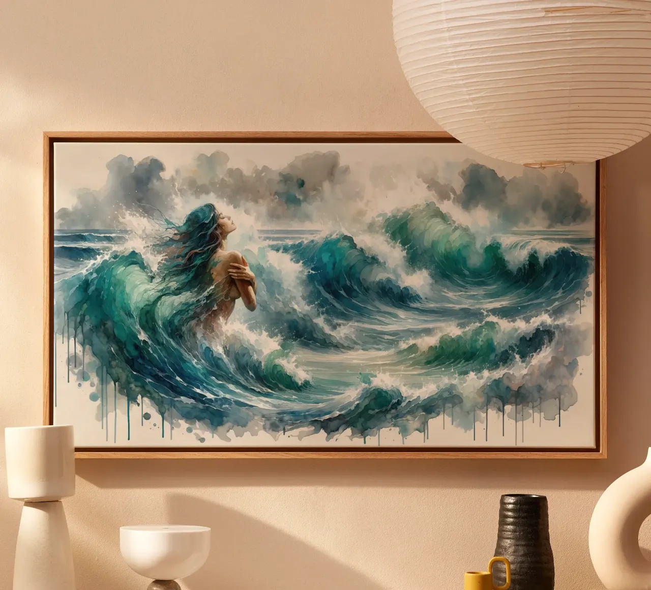 Sea's Symphony Enveloping canvas with Floater frame by Chromatic Fusion Studio