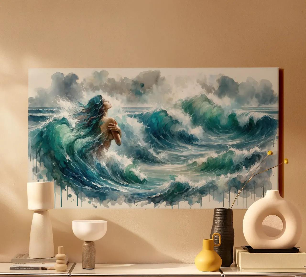 Sea's Symphony Enveloping canvas with Floater frame by Chromatic Fusion Studio