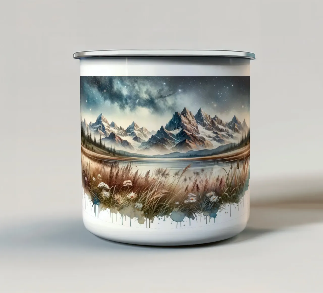 Notte stellata in montagna tazza in smalto da Chromatic Fusion Studio