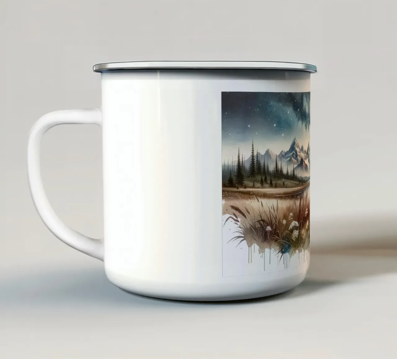 Notte stellata in montagna tazza in smalto da Chromatic Fusion Studio