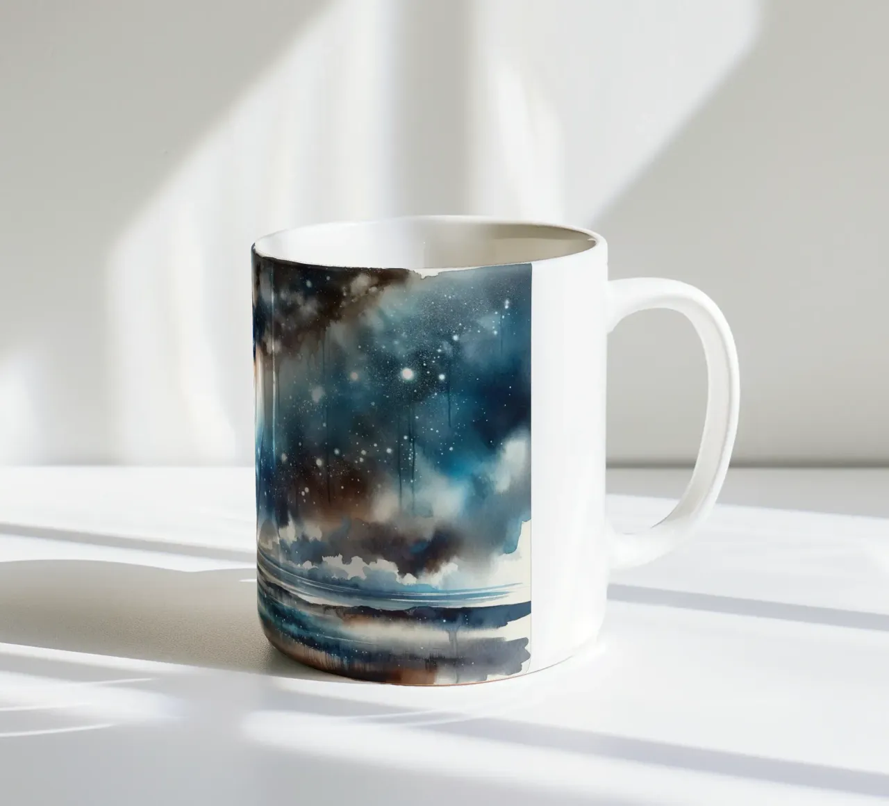 Notte stellata su acque tranquille tazza in ceramica da Chromatic Fusion Studio