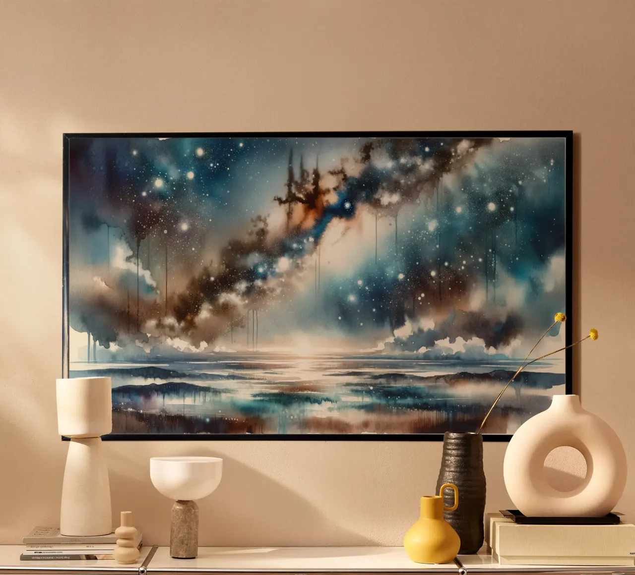 Notte stellata su acque tranquille poster da Chromatic Fusion Studio