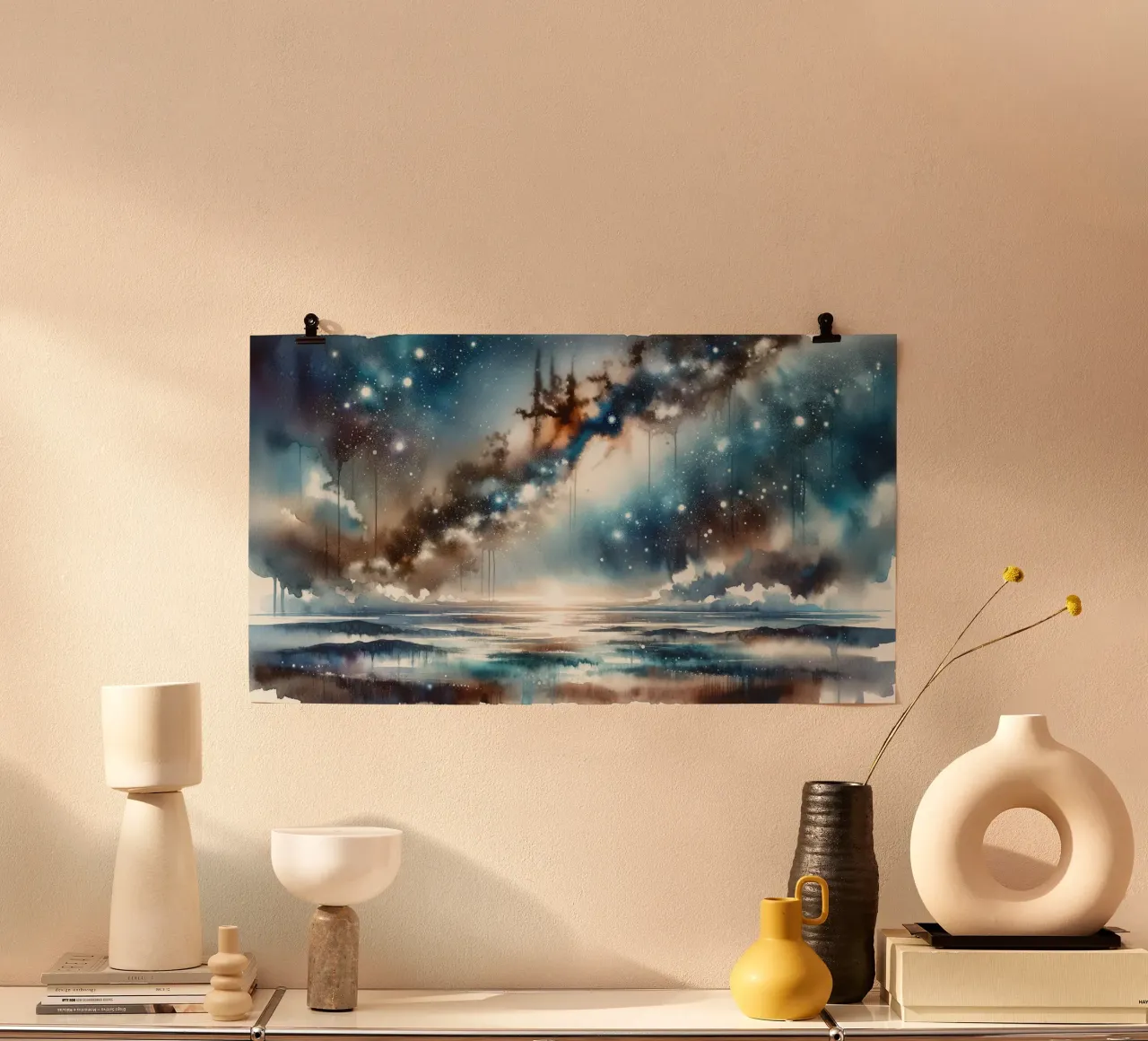 Notte stellata su acque tranquille poster da Chromatic Fusion Studio