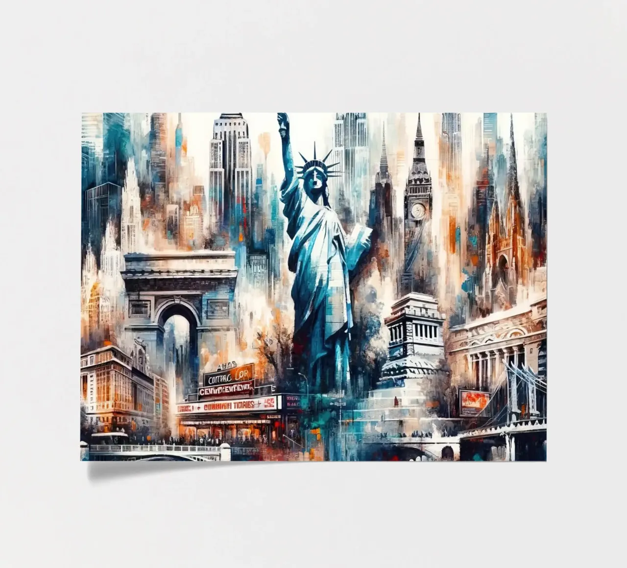 Acquerello astratto Punti di riferimento della città di New York foglio adesivo da Chromatic Fusion Studio