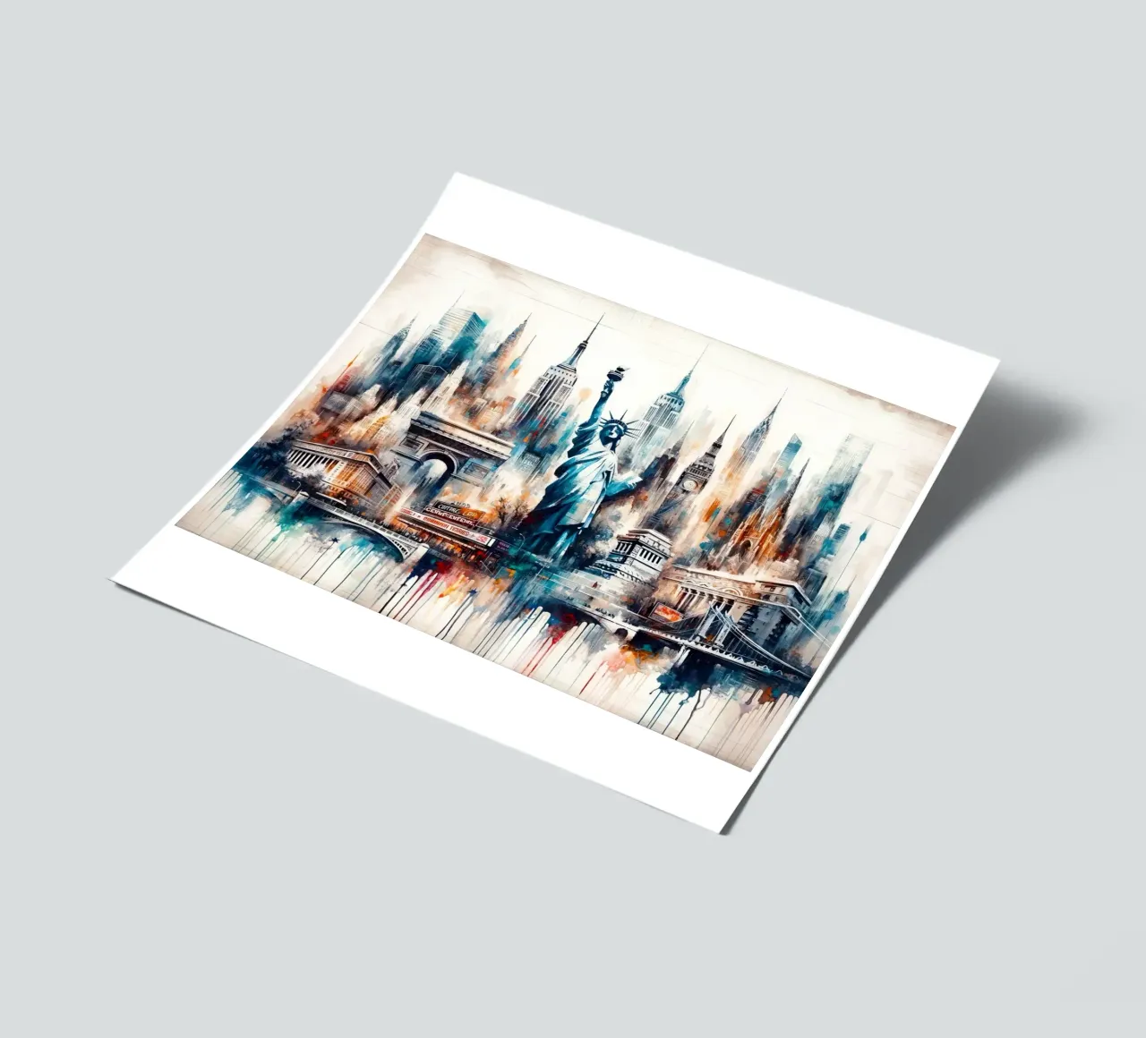 Acquerello astratto Punti di riferimento della città di New York foglio adesivo da Chromatic Fusion Studio