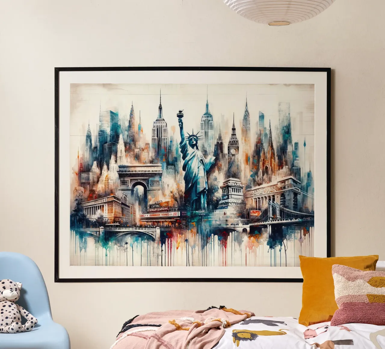 Acquerello astratto Punti di riferimento della città di New York carta hahnemühle da Chromatic Fusion Studio