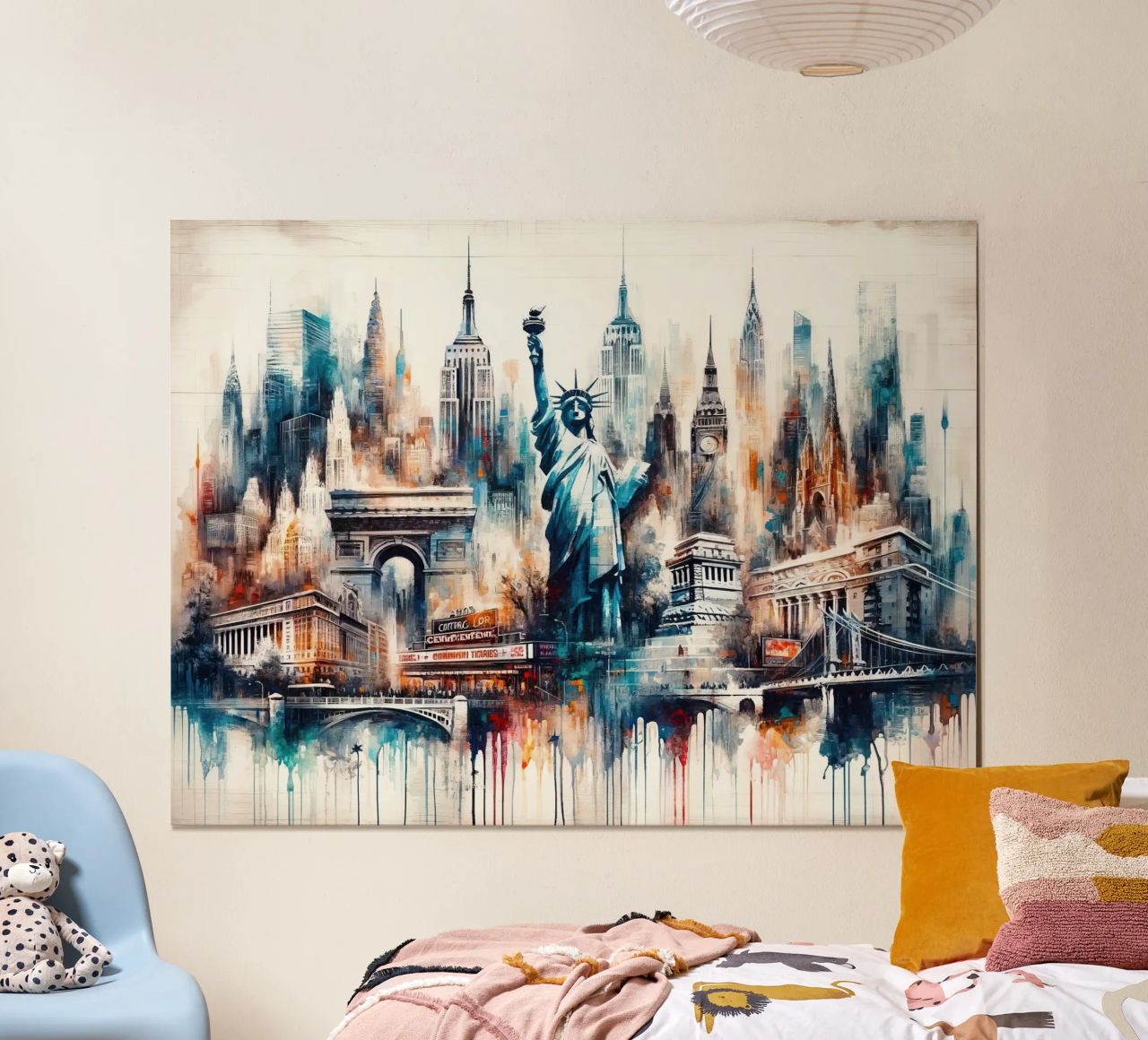 Aquarelle abstraite New York City Landmarks poster de Chromatic Fusion Studio