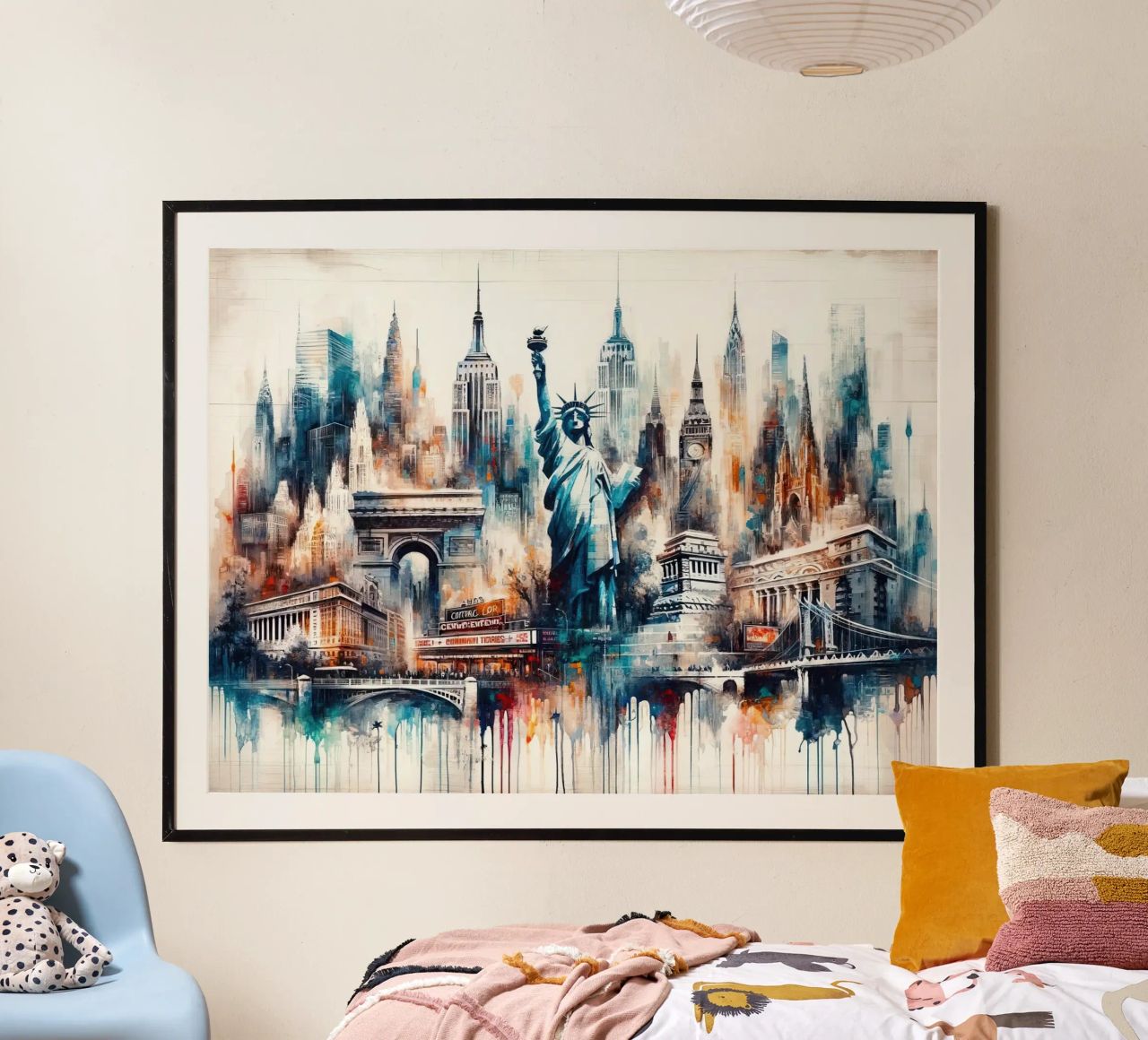 Aquarelle abstraite New York City Landmarks poster de Chromatic Fusion Studio