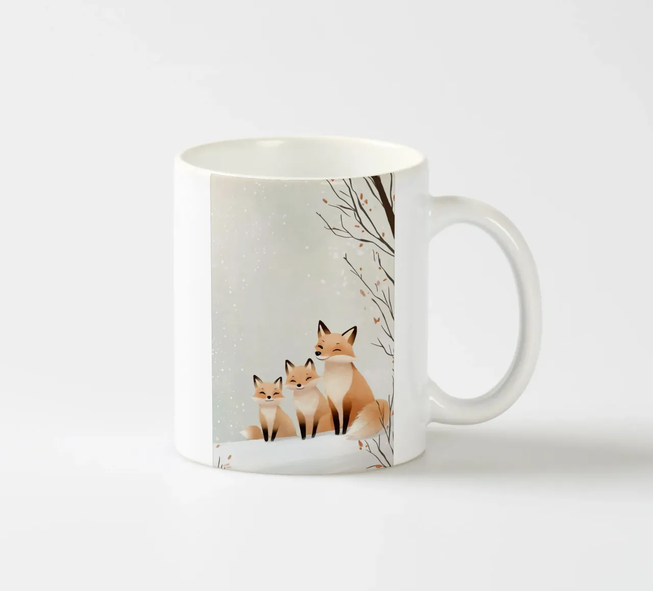 Winter Fox Cuddle ceramic mug by Synthaira