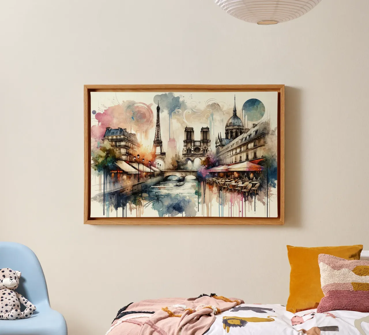 Aquarel Abstract Parijs canvas met Baklijst van Chromatic Fusion Studio
