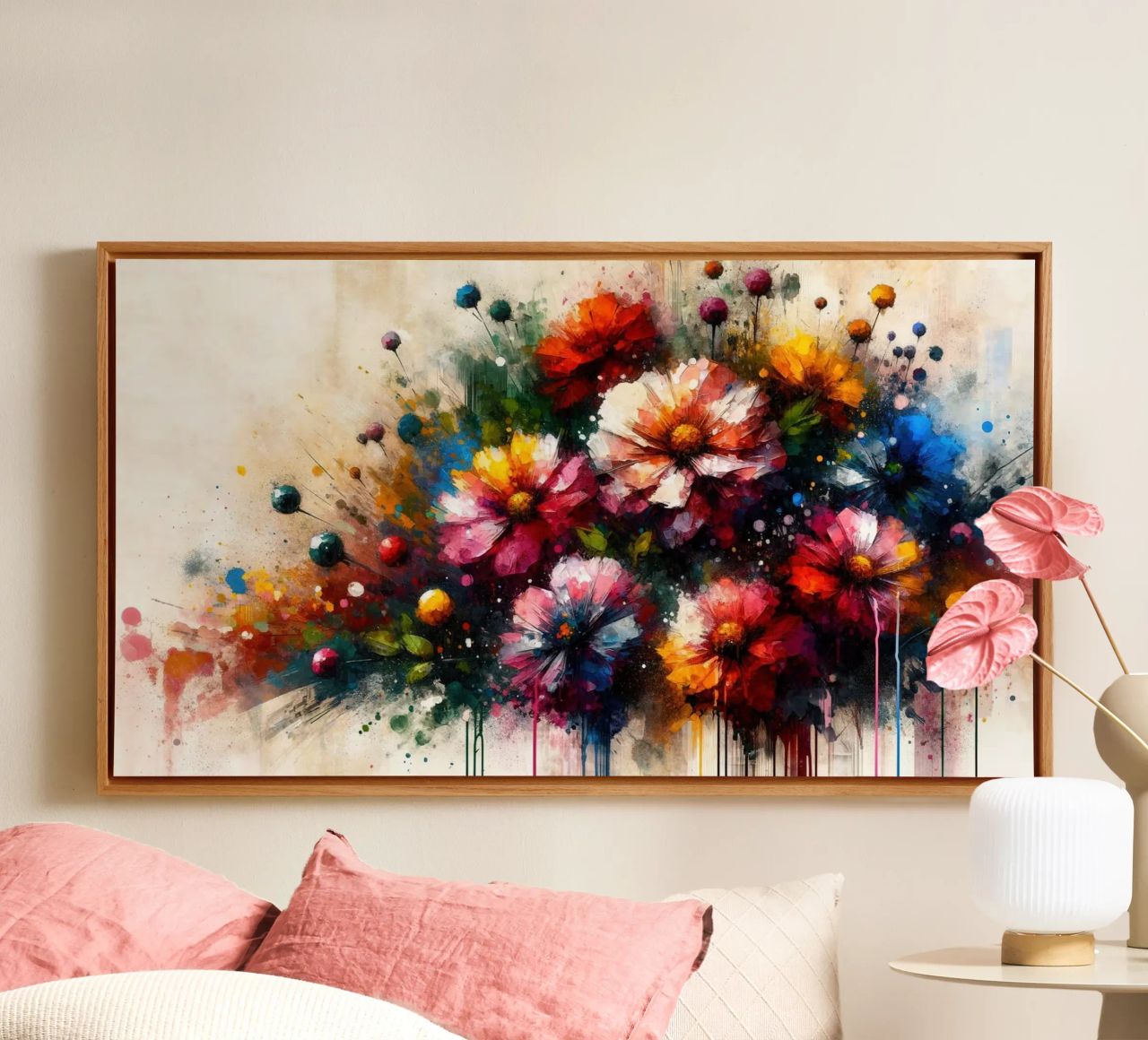 Aquarell Bunter Garten Leinwand von Chromatic Fusion Studio