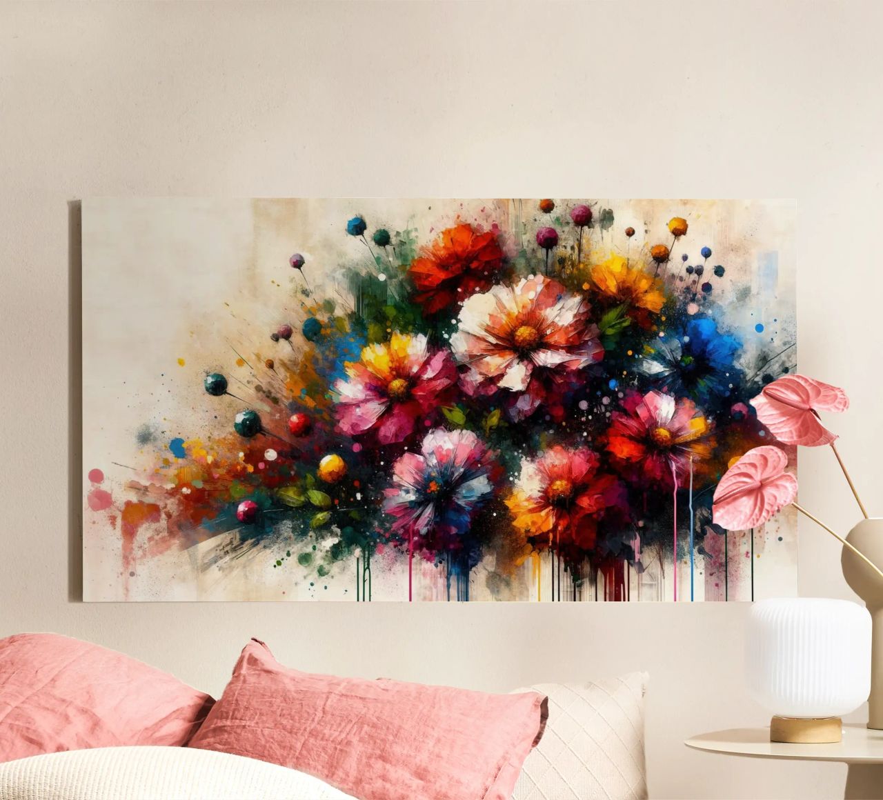 Aquarell Bunter Garten Leinwand von Chromatic Fusion Studio