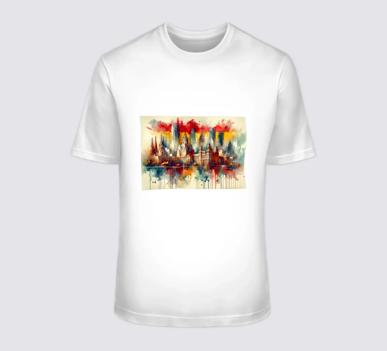 Acquerello Punti di riferimento Spagna t-shirt da Chromatic Fusion Studio