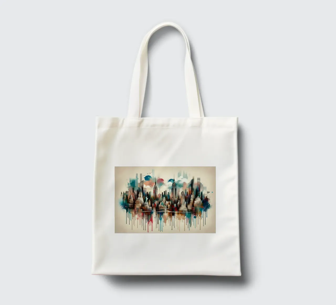 Watercolor New York Skyline tote bag by Chromatic Fusion Studio