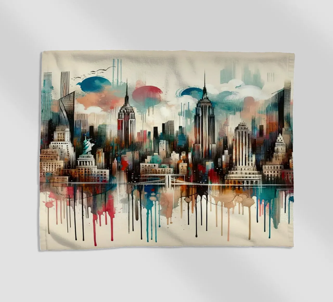 Acquerello New York Skyline telo mare da Chromatic Fusion Studio
